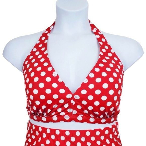 Swimsuits For All Red White Polka Dot High Waisted Bikini Swimsuit Size 16 NWT - Picture 2 of 10